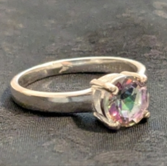 New 925 Solid Sterling Silver Ring with Mystic Quartz In Pronged Setting Size 7 - Picture 3 of 7